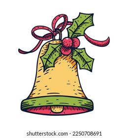 Vektor Cartoon Cute Christmas Bell Illustration einzeln