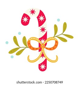 Vector Cartoon Cute Christmas Candy Cane Illustration Isolated
