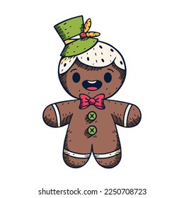 Vector Cartoon Cute Christmas Cookie Illustration Isolated