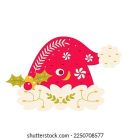 Dibujo vectorial Cute Navidad Sombrero Isolación Isolación
