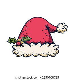 Dibujo vectorial Cute Navidad Sombrero Isolación Isolación