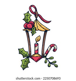 Vector Cartoon Cute Christmas Lamp Illustration Isolated