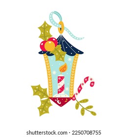 Vector Cartoon Cute Christmas Lamp Illustration Isolated