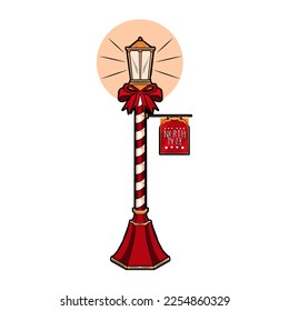 Vector Cartoon Cute Christmas Lamp Illustration Isolated - Shutterstock ID 2254860329