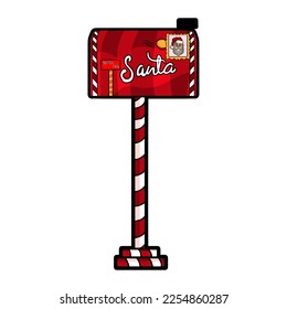 Vector Cartoon Cute Christmas Mailbox Illustration Isolated - Shutterstock ID 2254860287