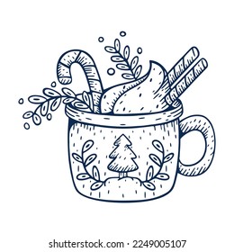 Vector Cartoon Cute Christmas Mug Illustration Isolated