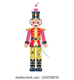 Vector Cartoon Cute Christmas Nutcracker Illustration Isolated