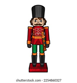 Vector Cartoon Cute Christmas Nutcracker Illustration Isolated - Shutterstock ID 2254860327