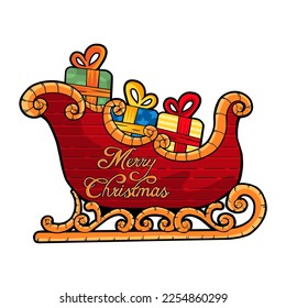 Vector Cartoon Cute Christmas Sleigh Illustration Isolated - Shutterstock ID 2254860299
