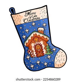 Vector Cartoon Cute Christmas Sock Illustration Isolated - Shutterstock ID 2254860289
