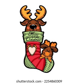 Vector Cartoon Cute Christmas Sock Illustration Isolated - Shutterstock ID 2254860309