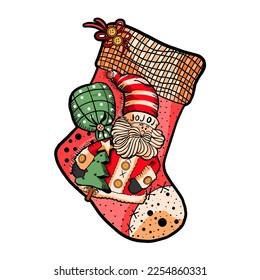 Vector Cartoon Cute Christmas Sock Illustration Isolated - Shutterstock ID 2254860331