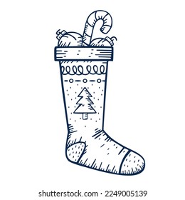 Vector Cartoon Cute Christmas Stocking Illustration Isolated