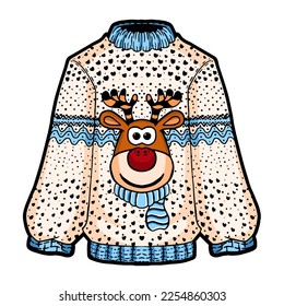 Vector Cartoon Cute Christmas Sweater Illustration Isolated - Shutterstock ID 2254860303