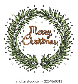 Vector Cartoon Cute Christmas Wreath Illustration Isolated - Shutterstock ID 2254860311