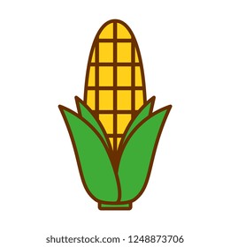 Vector Cartoon Cute Corn Icon Isolated On White Background
