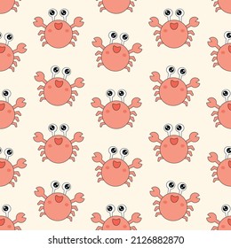 Vector cartoon cute crab seamless pattern