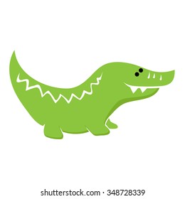 Vector cartoon cute crocodile isolated on white background. 
