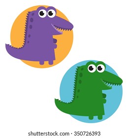Vector cartoon cute crocodile set