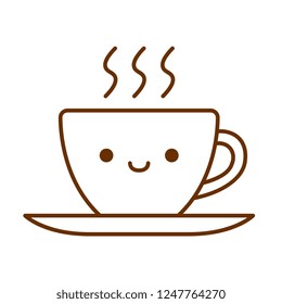 Vector Cartoon Cute Cup Icon Isolated On White Background