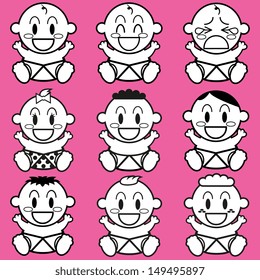 Vector Cartoon Cute different Babies Set