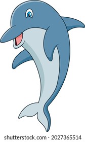Vector cartoon cute dolphin jumping