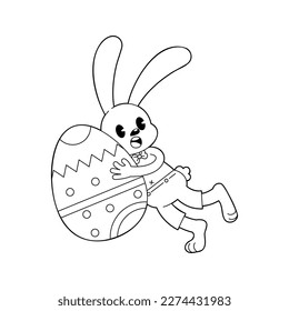 Vector Cartoon Cute Easter Bunny Character Isolated