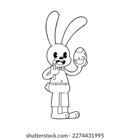 Vector Cartoon Cute Easter Bunny Character Isolated