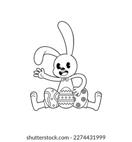 Vector Cartoon Cute Easter Bunny Character Isolated
