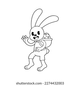 Vector Cartoon Cute Easter Bunny Character Isolated