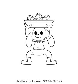Vector Cartoon Cute Easter Bunny Character Isolated