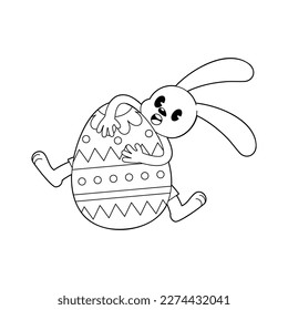 Vector Cartoon Cute Easter Bunny Character Isolated