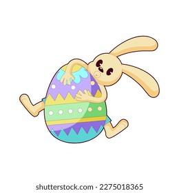 Vector Cartoon Cute Easter Bunny Character Isolated