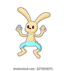 Vector Cartoon Cute Easter Bunny Character Isolated