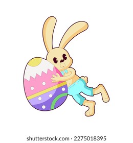 Vector Cartoon Cute Easter Bunny Character Isolated