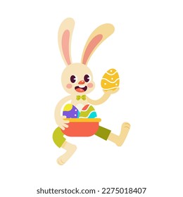 Vector Cartoon Cute Easter Bunny Character Isolated