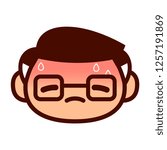 Vector Cartoon Cute Emoji Character Head Sweating