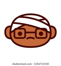 Vector Cartoon Cute Emoji Character With Bandaged Head