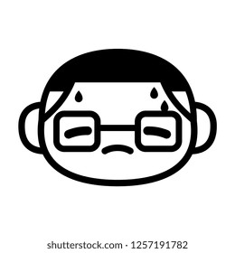 Vector Cartoon Cute Emoji Character Head Sweating