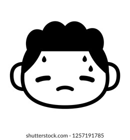 Vector Cartoon Cute Emoji Character Head Sweating