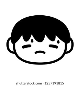 Vector Cartoon Cute Emoji Character Head Sweating
