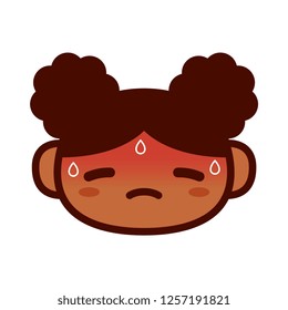 Vector Cartoon Cute Emoji Character Head Sweating