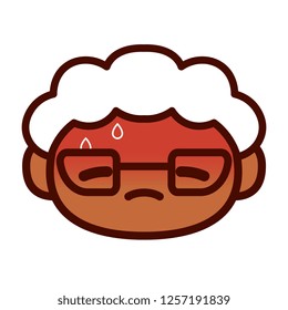 Vector Cartoon Cute Emoji Character Head Sweating