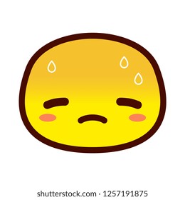 Vector Cartoon Cute Emoji Character Head Sweating