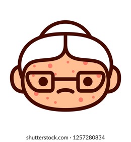 Vector Cartoon Cute Emoji Character With Chicken Pox