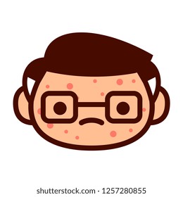 Vector Cartoon Cute Emoji Character With Chicken Pox