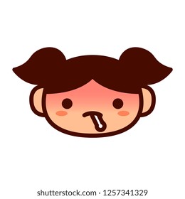 Vector Cartoon Cute Emoji Character With Thermometer