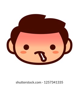 Vector Cartoon Cute Emoji Character With Thermometer