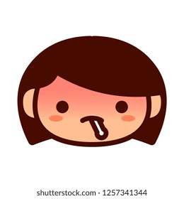 Vector Cartoon Cute Emoji Character With Thermometer
