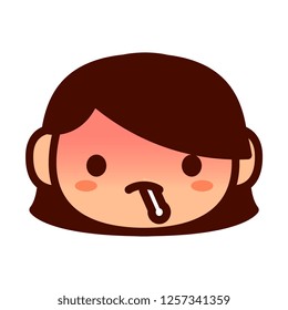 Vector Cartoon Cute Emoji Character With Thermometer